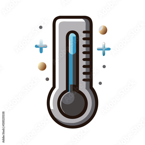 Cold temperature thermometer cartoon illustration
