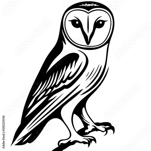 Barn owl design showcasing intricate detailing and graceful posture, perfect for nature enthusiasts and wildlife lovers