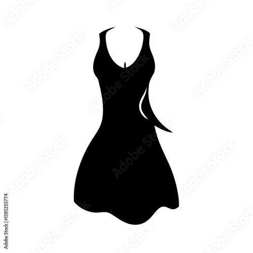dress icon, dress silhouette vector illustration-simple silhouette illustration of dress, perfect for dress logos and icons