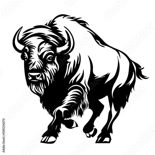 Running bison silhouette design showcasing strength and movement in a powerful and dynamic pose