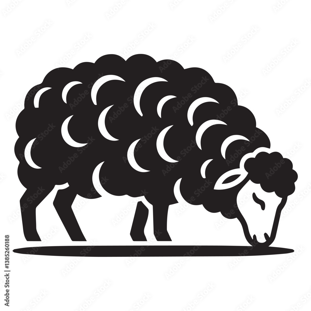 Obraz premium Sheep silhouette black and white vector icon