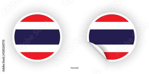Thailand sticker flag in circle shape and circle peeled shape on white background. Thailand flag icon in circular form Free Download Thailand sticker flag in circle shape and circle peeled shape on white background. Thailand flag icon in circular form - GFXLoad