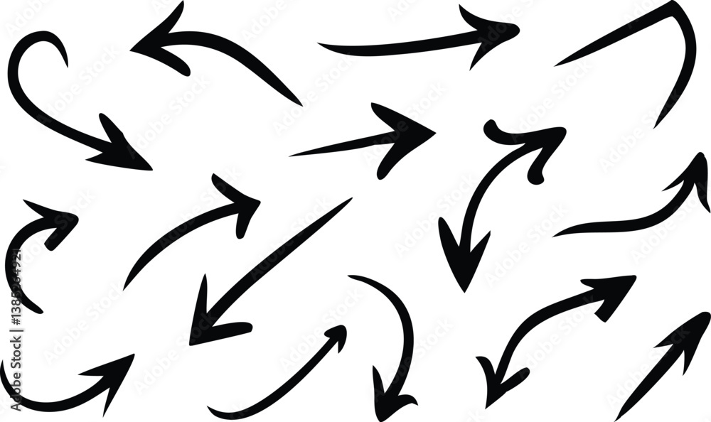 Hand Drawn Arrow Collection, Directional Shapes with Transparent Background Hand Drawn Arrow Collection, Directional Shapes with Transparent Background