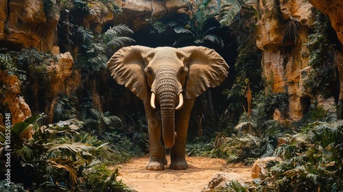 Majestic Elephant in Lush Jungle Habitat