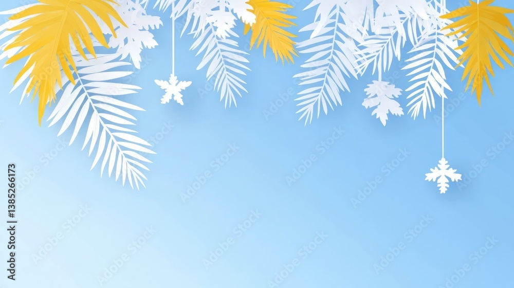 Obraz premium Winter Palm Leaves Paper Art