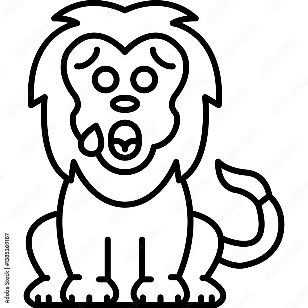 Fototapeta premium Lion Anxious with Sweat Icon