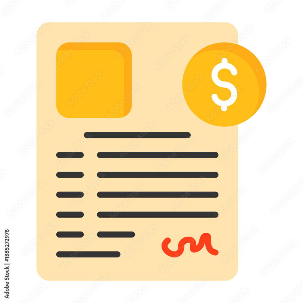 Employment Contract Flat Style Icon Employment Contract Flat Style Icon