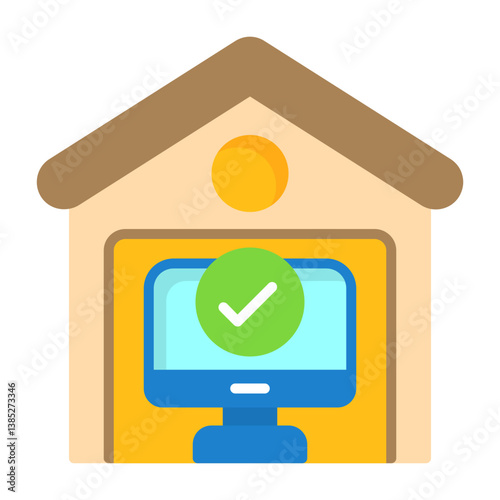 Work from Home Flat Style Icon