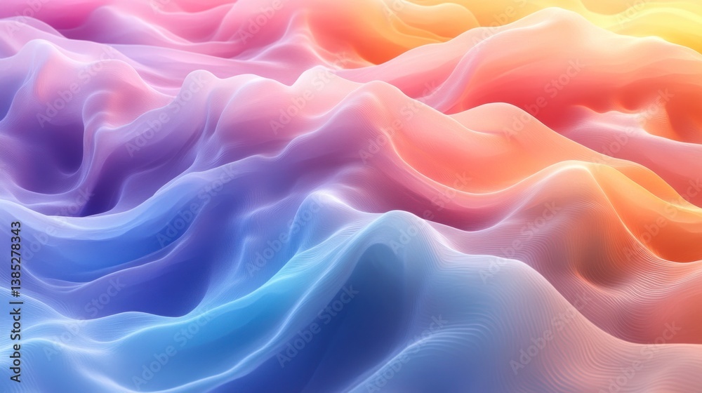 Fototapeta premium Abstract Colorful Wave Landscape: A Serene Digital Art Piece