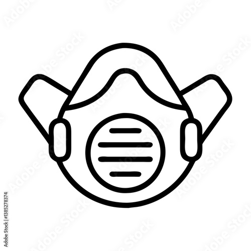 Protective face mask vector illustration for safety and health with respirator design and outline drawing
