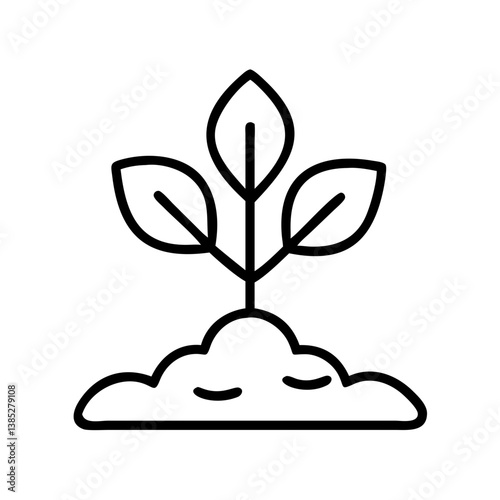 Planting seedling growing in soil vector icon illustration for agriculture and nature design 