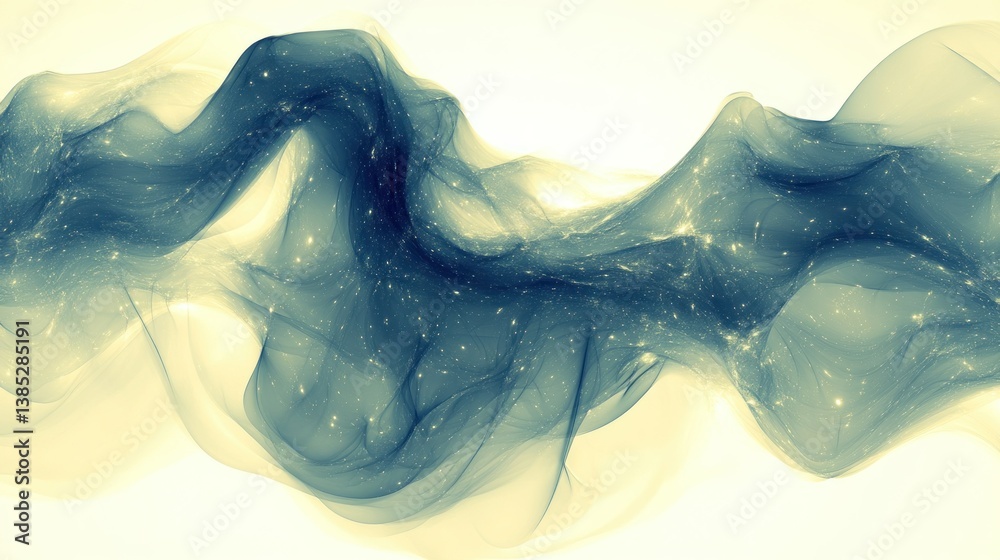 Fototapeta premium Celestial Wave: An Abstract Symphony of Blues and Golds