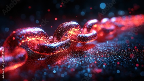 Glowing Red Chain Abstract Background