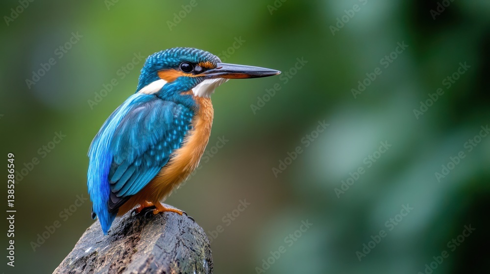Kingfisher perched on a log in a natural setting. Possible use Nature photography Kingfisher perched on a log in a natural setting. Possible use Nature photography