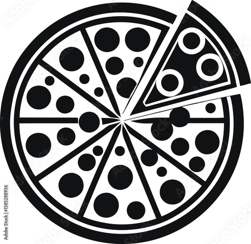 Pizza with cut off slice vector art