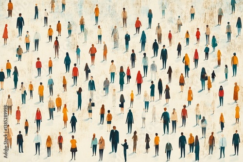 Background with space for your text made of large group of business people, workers, family members and students. Collection of icons made of little busy, Generative AI