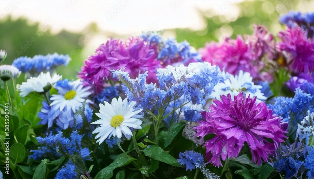 Fototapeta premium 美しい花の背景、いろんな種類の花がたくさん