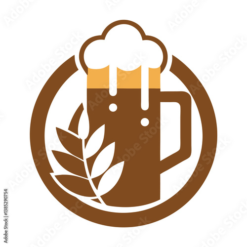 Craft Beer Icon Frothy Mug with Wheat Graphic