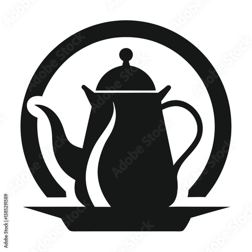 Elegant Coffee Pot Icon Simple Black Silhouette Design