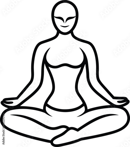 Yoga Pose Silhouettes Mindful Woman Line Art Collection