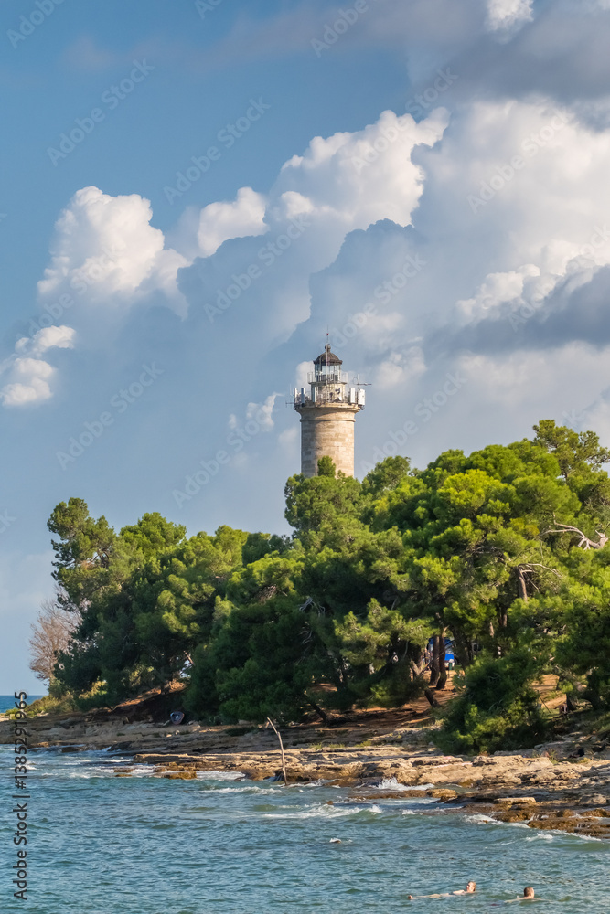 Savudija lighthouse on the Adriatic sea coast in Croatia