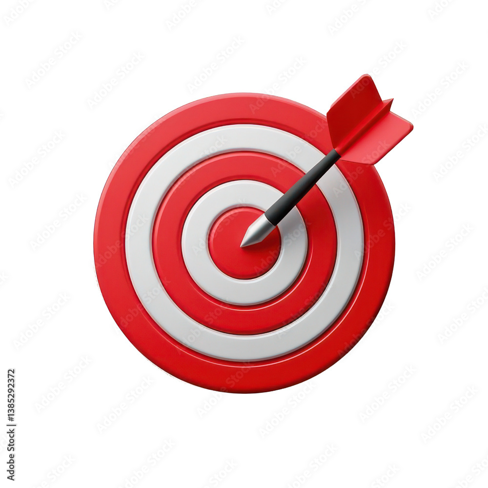 Red Arrow Aim To Business Target Goal Hit Success Center Accuracy Competition Symbol Or Strategy Dartboard And Winner Bullseye Archery Isolated On Transparent Background , Generative AI
