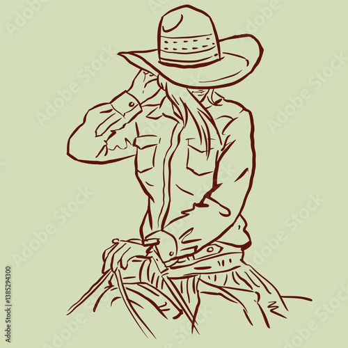 Wallpaper Mural cowgirl in hat on horseback vector for card decoration illustration Torontodigital.ca