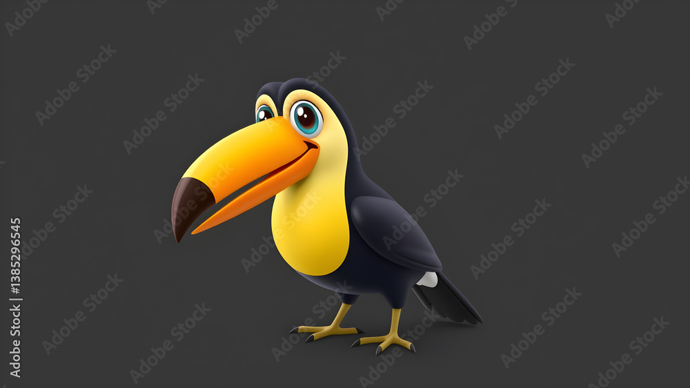 Naklejka premium Toucan, 3d render vector cartoon icon Generative AI