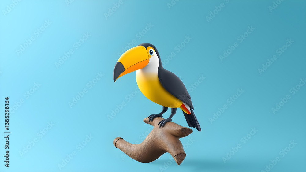 Fototapeta premium Toucan, 3d render vector cartoon icon Generative AI