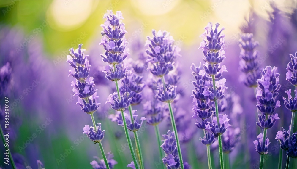 Naklejka premium ラベンダーの花の風景、フォトジェニックで美しい花