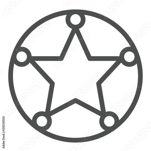 Local sheriff badge line icon, law enforcement concept. Vector graphics. Sheriff star, badge sign on white background, outline style icon for mobile or web design.