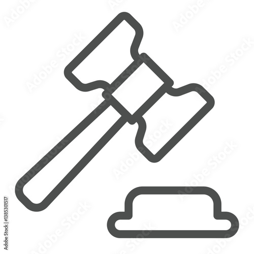 Judge gavel line icon, law and order concept. Vector graphics. Wooden hammer, judgement sign on white background, outline style icon for mobile or web design.