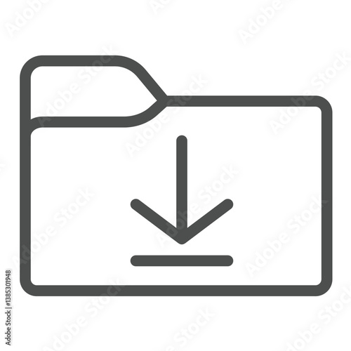 Downloads folder line icon, windows pack concept. Vector graphics. Folder with down arrow, downloading sign on white background, outline style icon for mobile or web design.