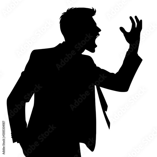 Angry man silhouette shouting vector illustration