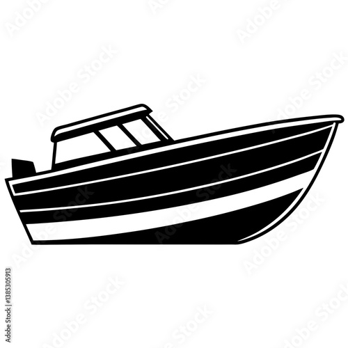 A vector silhouette of a motorboat