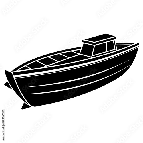 A vector silhouette of a motorboat