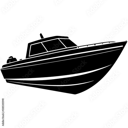 A vector silhouette of a motorboat