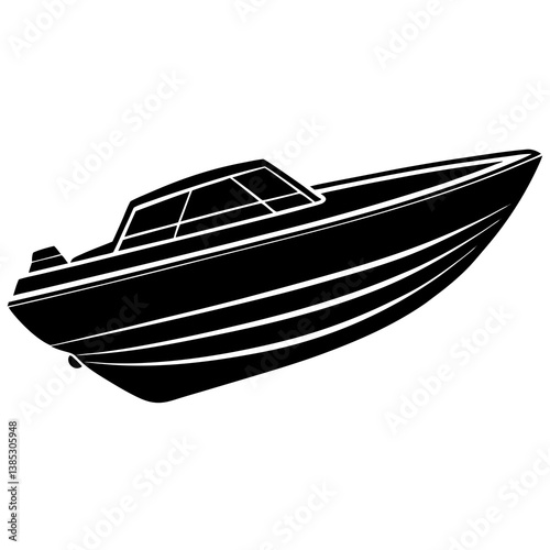A vector silhouette of a motorboat