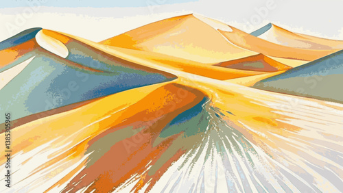 Horizon’s fiery veil desert isolated watercolor vector illustration svg