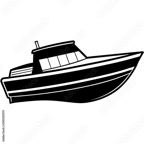 A vector silhouette of a motorboat