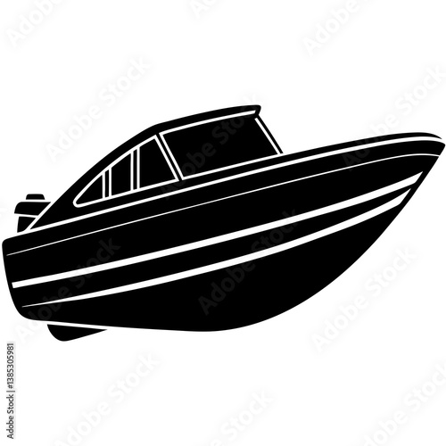 A vector silhouette of a motorboat
