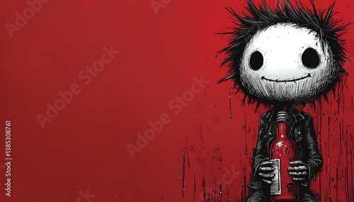 Crimson Solitude: A Darkly Charming Illustration of a Character