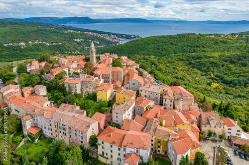 Obraz na płótnie Aerial view of the Labin old town, Istria peninsula, Croatia w salonie