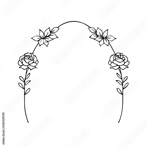 wedding arch with flowers line art drawing Vector SVG