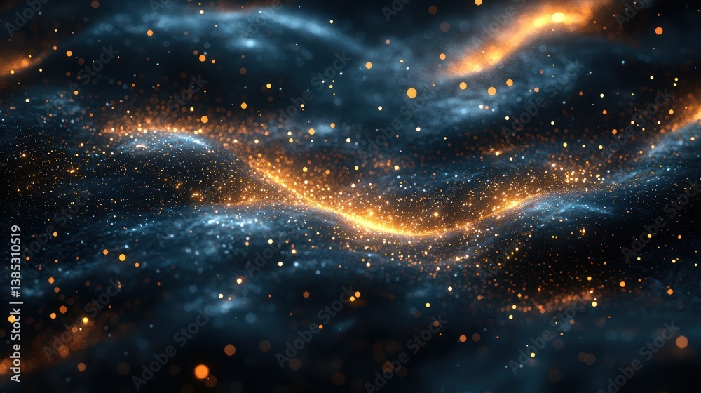 Naklejka premium Abstract glowing particles wave, cosmic background, digital art, website header