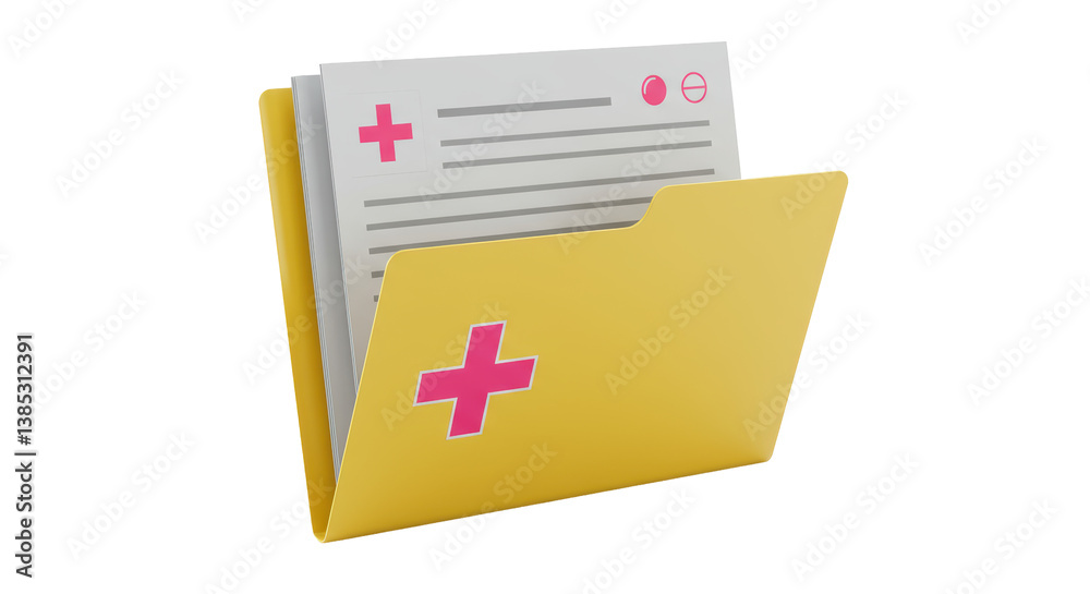 Isolated Yellow Medical File Folder with Patient Information Isolated Yellow Medical File Folder with Patient Information