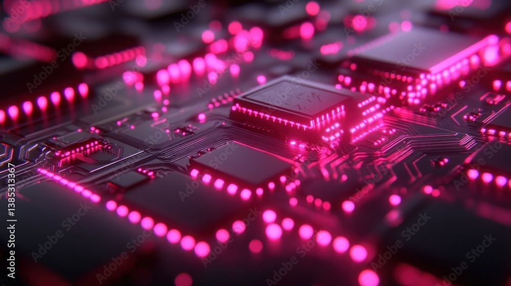 Obraz premium Illuminated Circuit Board: A Close-Up of Advanced Technology