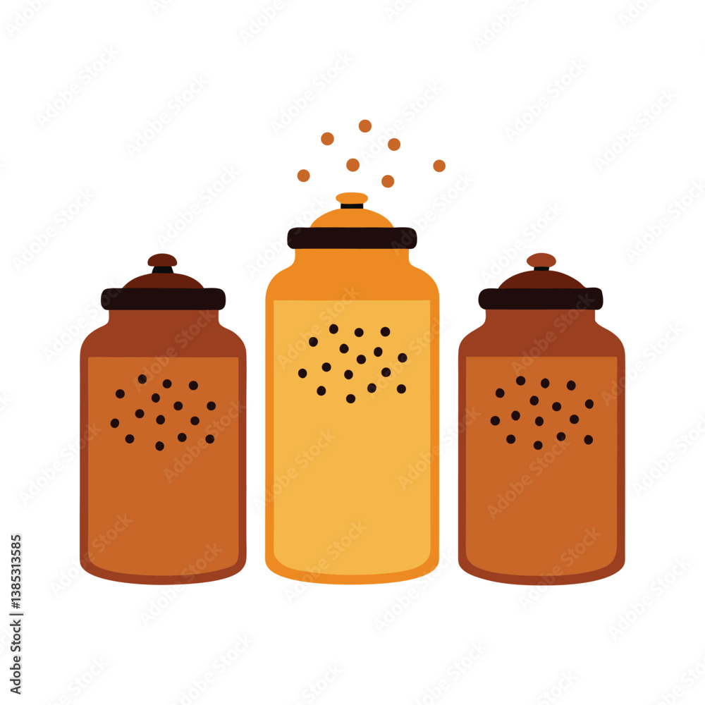 A spice jar with scattered grains A spice jar with scattered grains