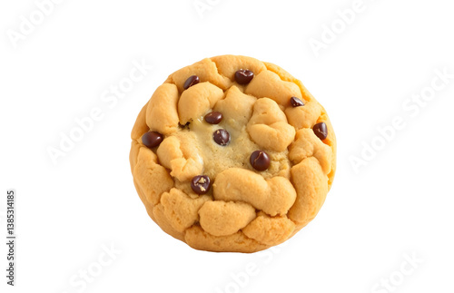 Single chocolate chip cookie isolated transparent background