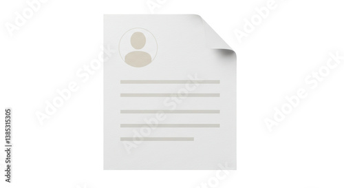 Isolated Resume Document with Profile Icon and Text Lines